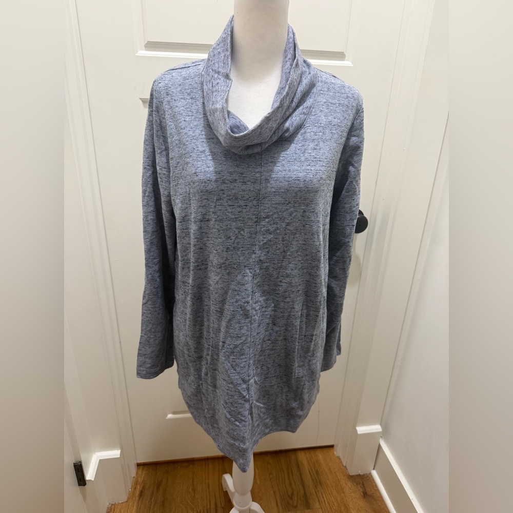 J. Jill. Knit Pullover Tunic Cowl neck. Heather Blue. Size Medium.